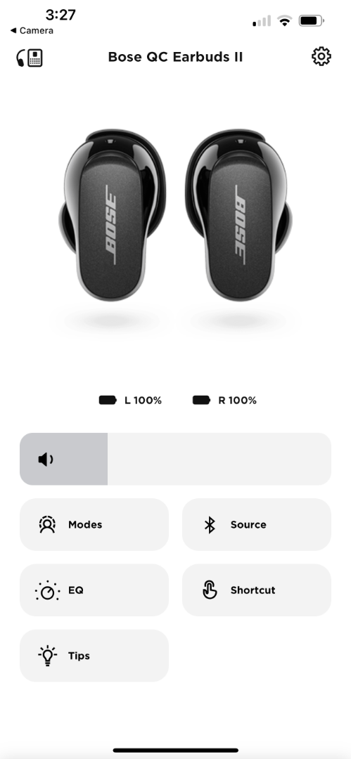 Bose QuietComfort Earbuds II app main screen