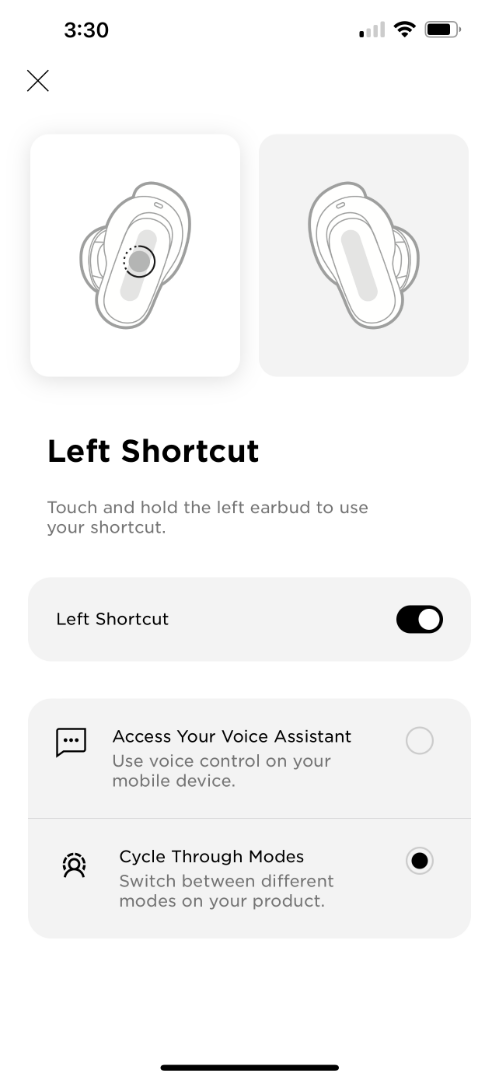 Bose QuietComfort Earbuds II app Shortcuts