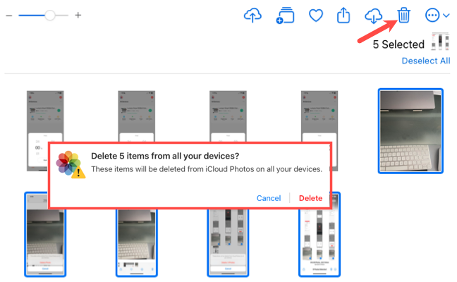 Delete multiple photos on iCloud Photos