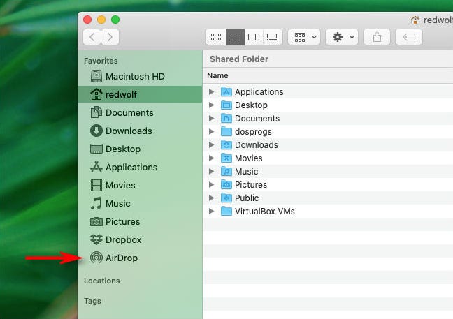 AirDrop should now be in the Favorites section of your Finder sidebar on Mac.