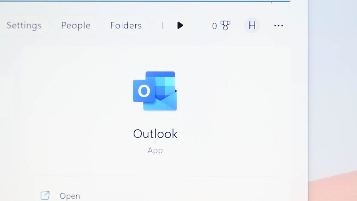Outlook running on a Windows PC