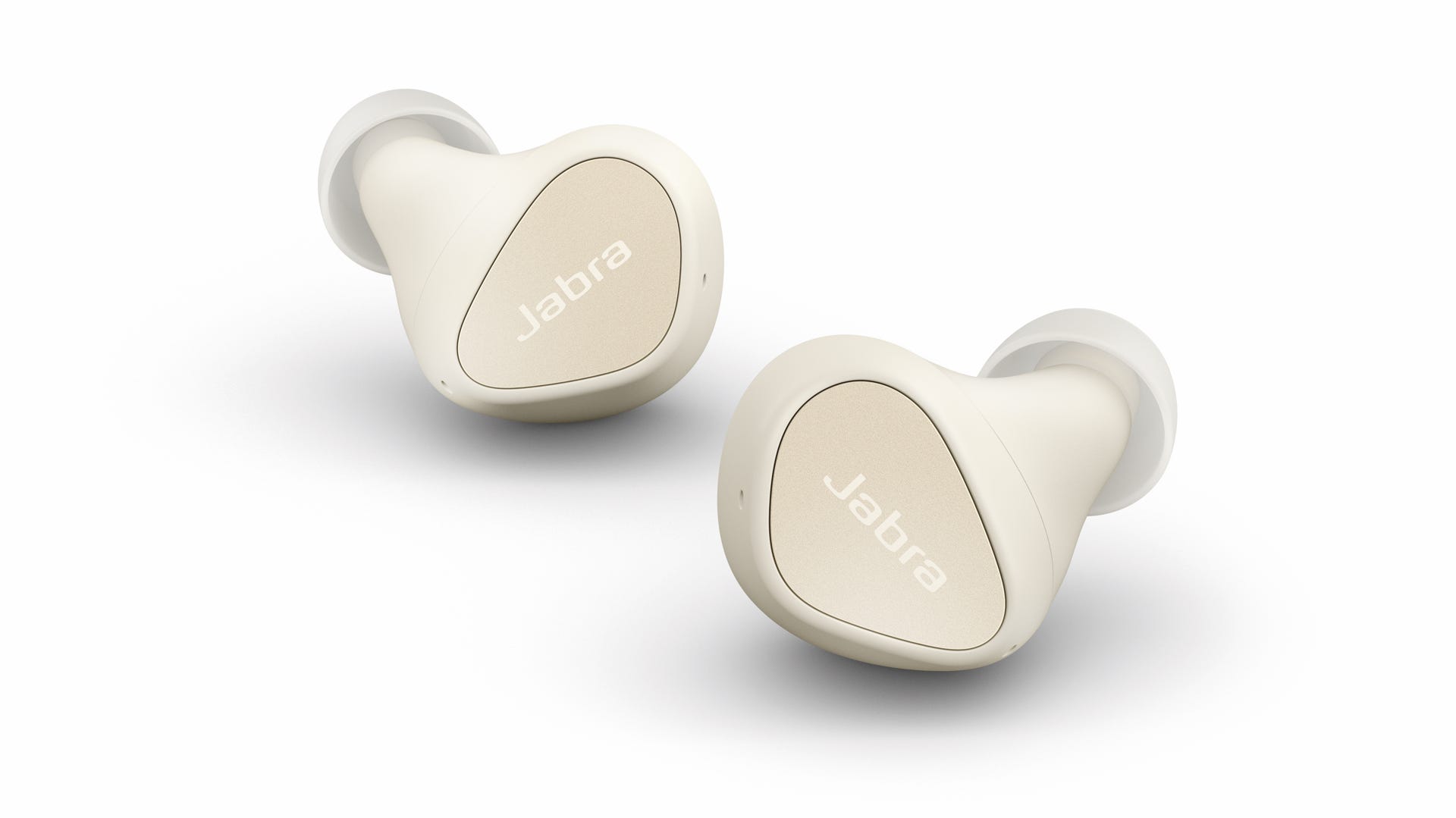 Jabra Elite 4 in beige, out of the case.