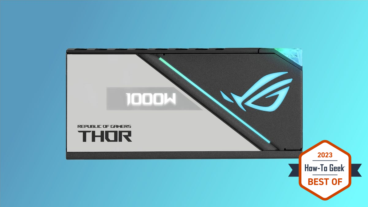 ASUS ROG Thor 1000W on blue background