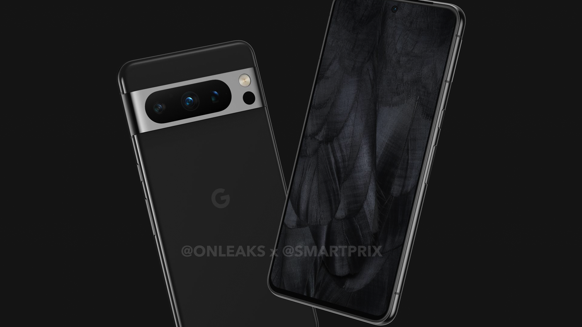 Render of the front and back of the Google Pixel 8 Pro based on leaked information
