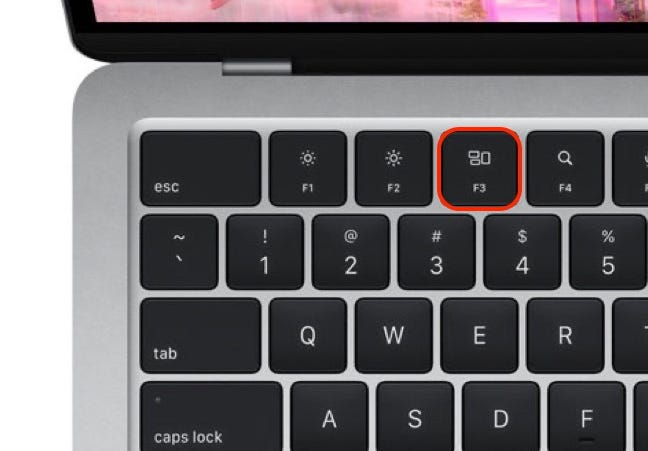 F3 Mission Control key on MacBook Air 2023