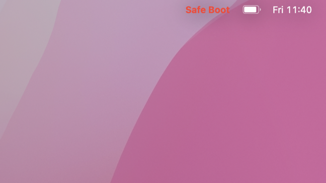 Look for the "Safe Boot" label on the login (or lock) screen