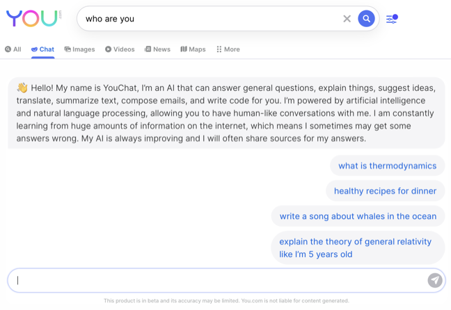 YouChat AI-powered search