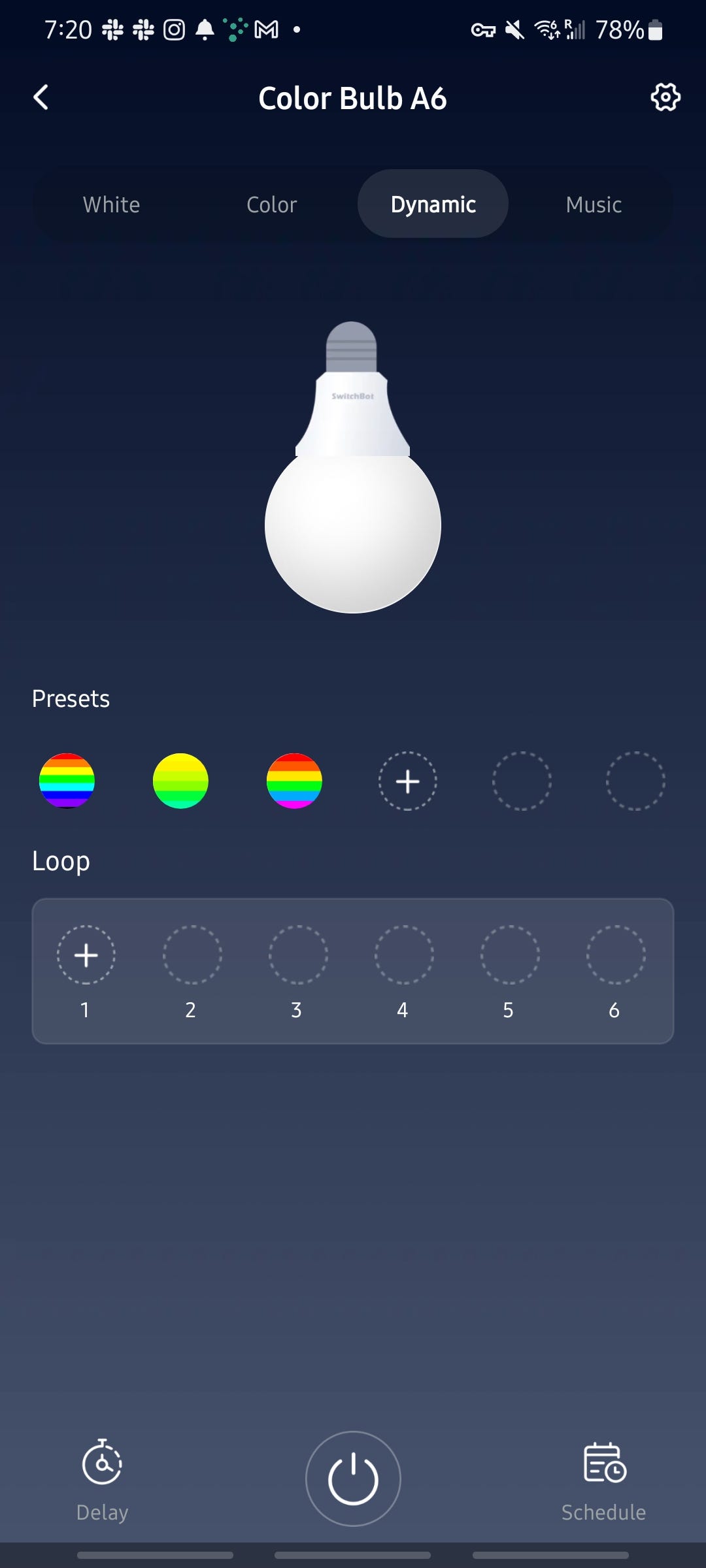 Dynamic presets for the SwitchBot Color Bulb