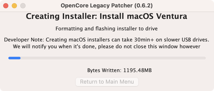 Creating a macOS 13 Ventura installer using OpenCore Legacy Patcher