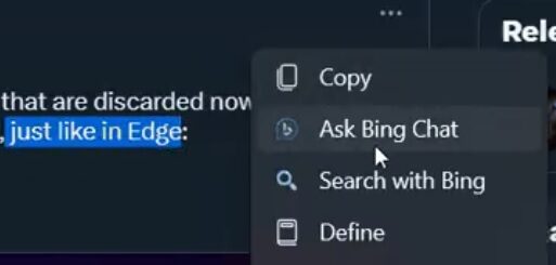 Microsoft Edge for Windows 11 is integrating Bing AI into its right-click menu