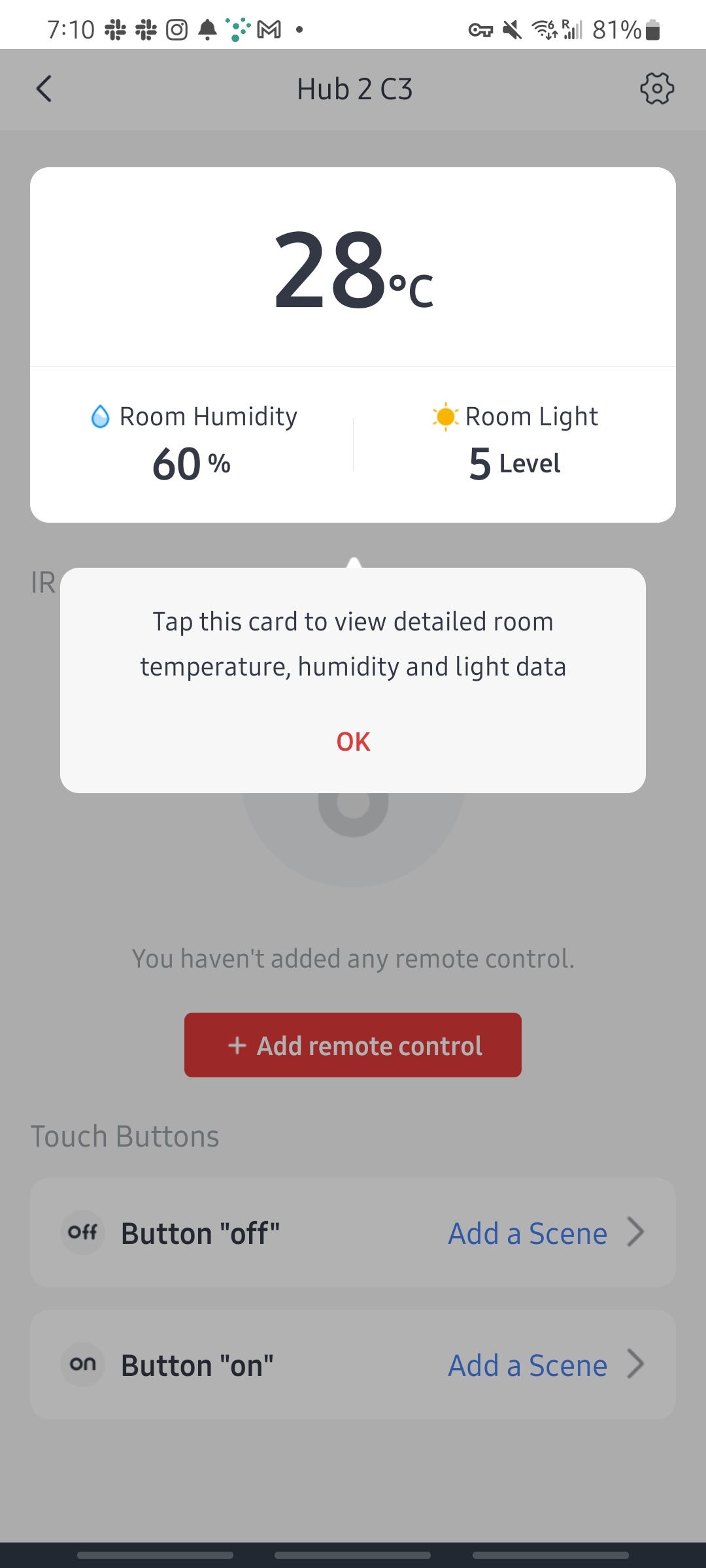 SwitchBot Hub 2 room conditions tutorial in the switchbot app