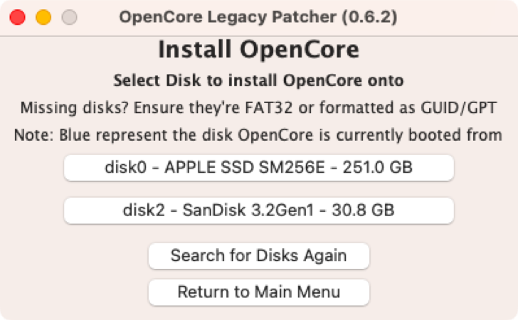 Install OpenCore to your main Mac drive