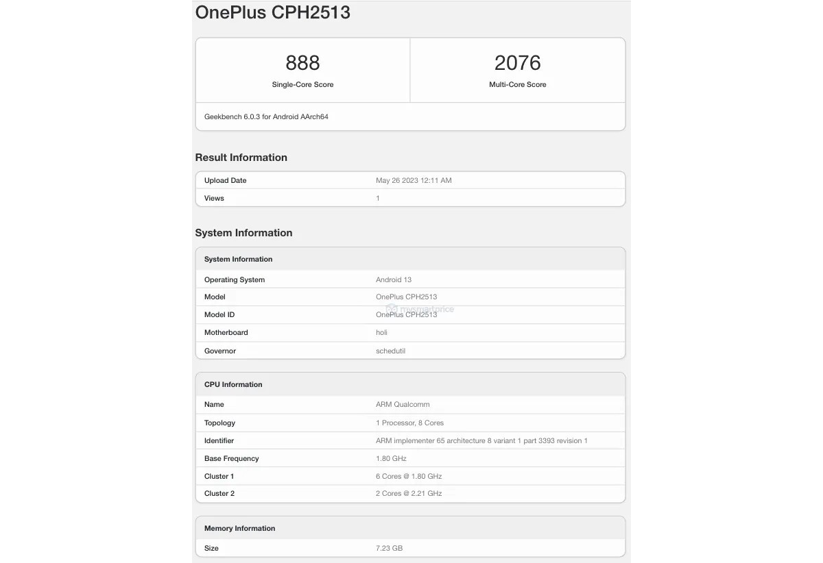 OnePlus Nord N30 5G runs Geekbench with Snapdragon 695 SoC on board