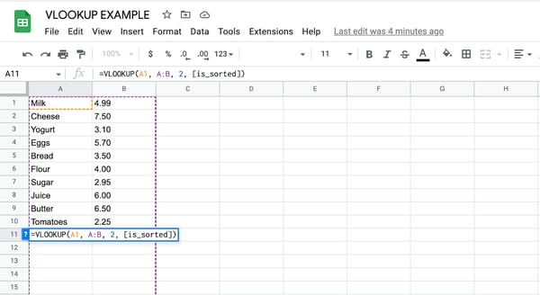 How to Use vlookup in Google Sheets