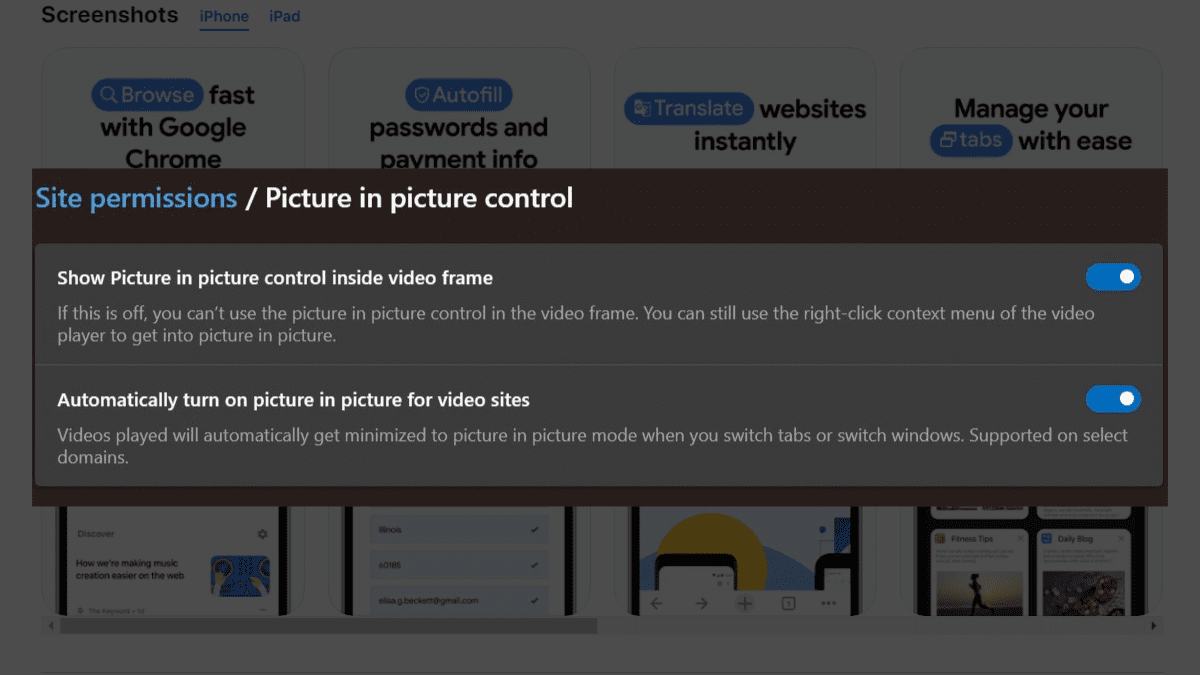 Just like Edge, turning on picture in picture on Chrome is getting easier
