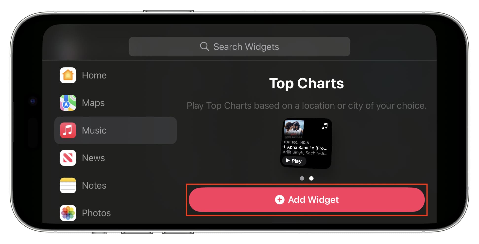 Add new widget to iPhone StandBy