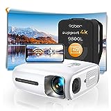 Image of YABER Pro V7 9800L 5G WiFi Bluetooth Projector, Auto 6D Keystone Correction &4P/4D, Zoom, HD 1080P Native Projectors Home&Outdoor Projector Support 4K for Android/iOS, etc. [Extra Bag Include]