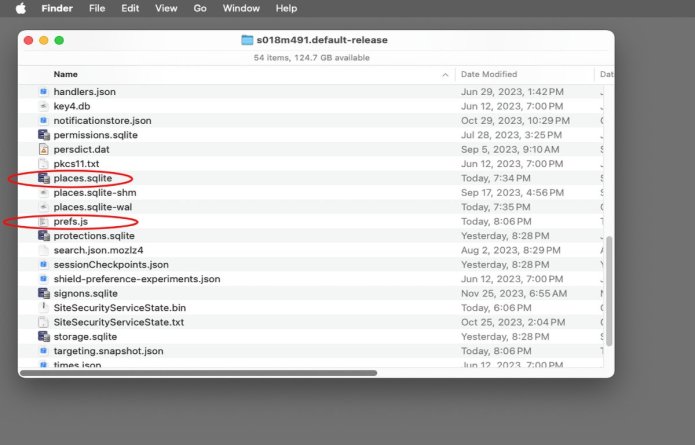 Inside the default Firefox profile folder. Note the bookmarks and settings files.