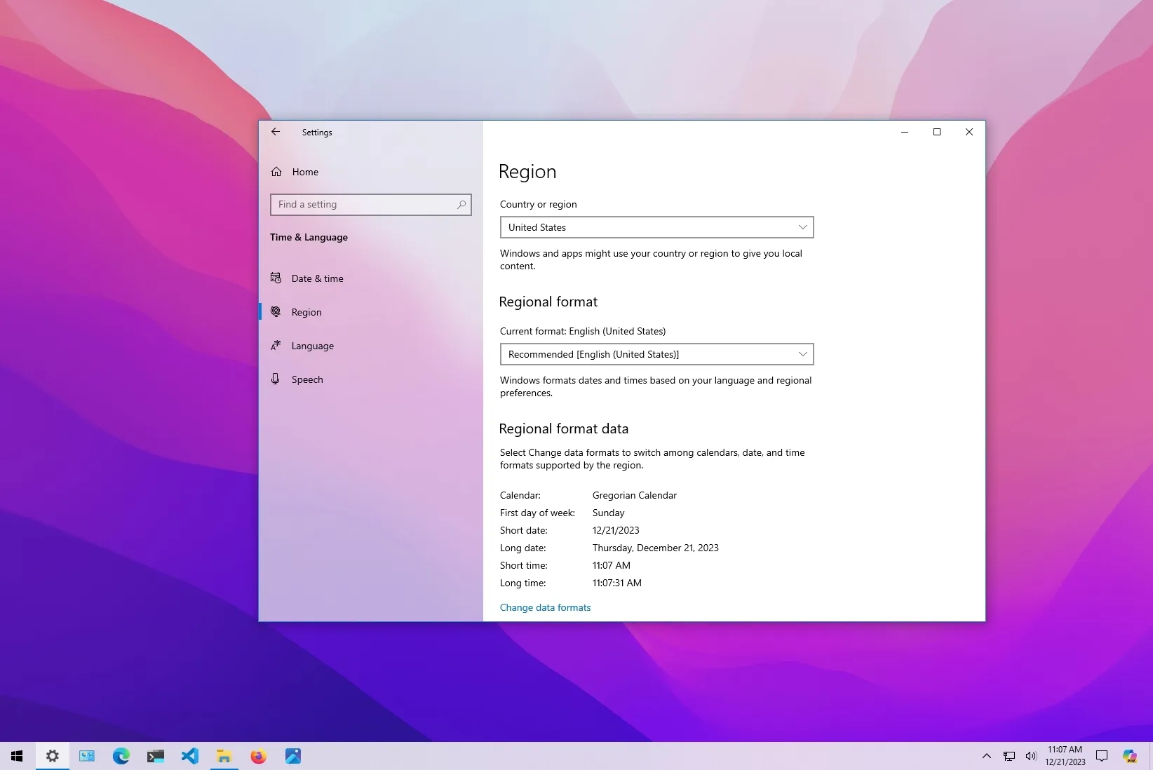 How to change region settings on Windows 10