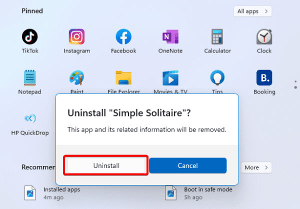 Confirm Uninstall 600x418 - Top Ways to Uninstall Apps on Windows 11