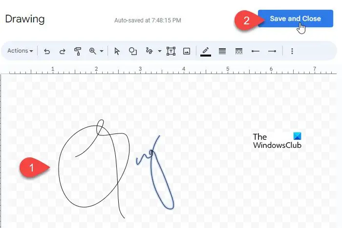 Drawing signature in Google Docs