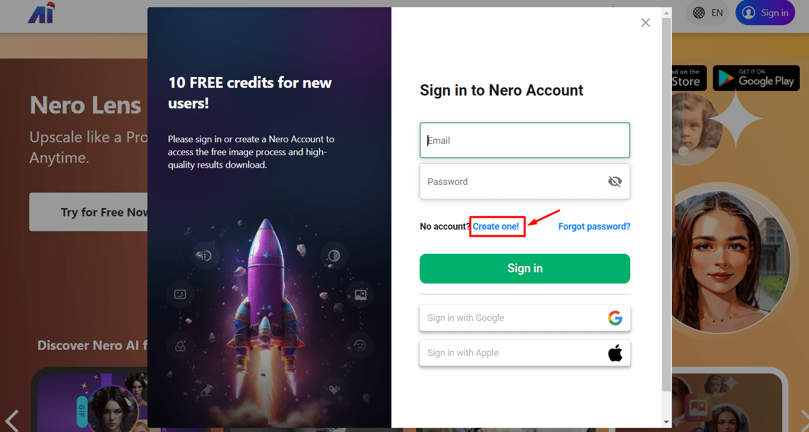 Nero account registration