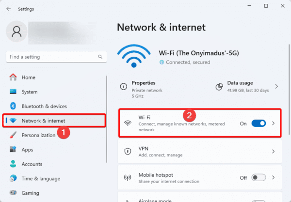 Settings Wifi option 600x417 - All Possible Ways to View WiFi Password in Windows 11
