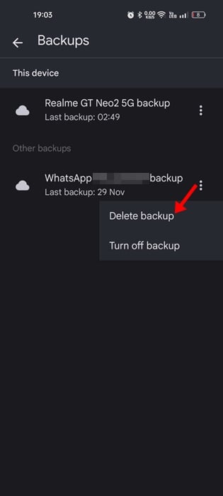 Delete Backup