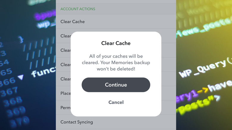 clearing Snapchat cache on a mobile phone