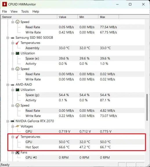 HWMonitor check GPU temp