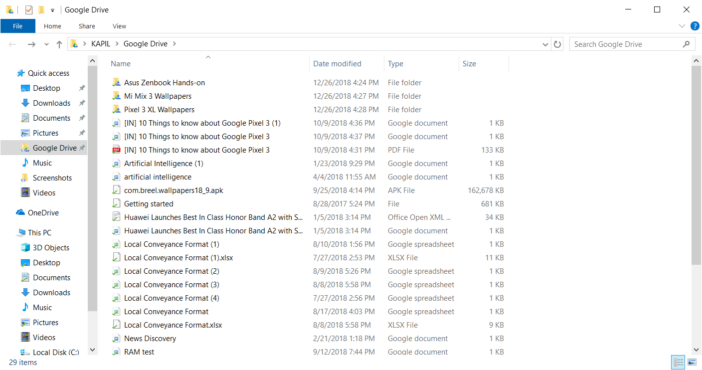Google Drive interface for Desktop