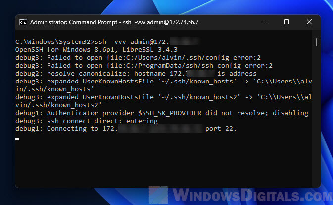 how to debug ssh could not resolve hostname Windows 11