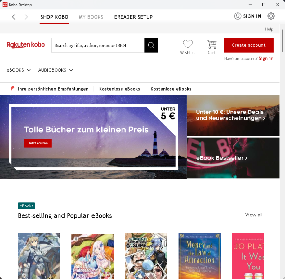 Kobo Desktop best-selling books