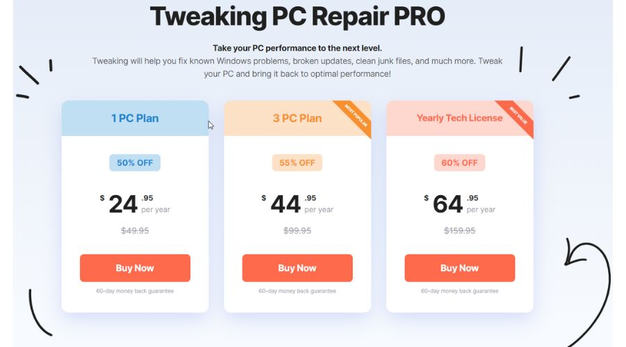 Tweaking PC Repair PRO - Pricing