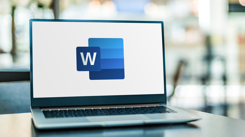 Microsoft Word logo on a laptop screen