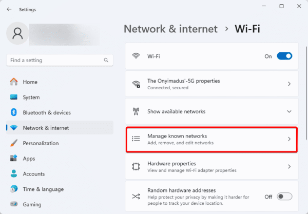 manage known networks 1 600x417 - All Possible Ways to View WiFi Password in Windows 11