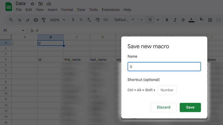 Google Sheets save new macro