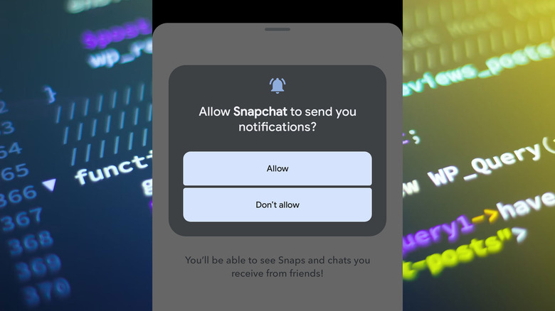 enable Snapchat notifications screen on a mobile phone