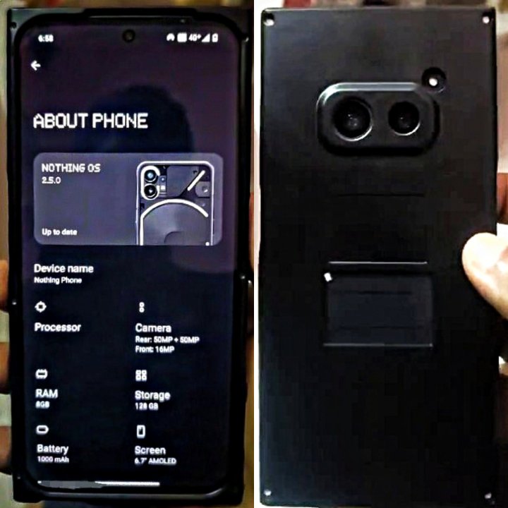 Image showing possible Nothing Phone 2a and likely specs. 