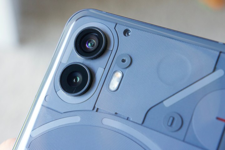 Close-up view of the camera on the Nothing Phone 2.