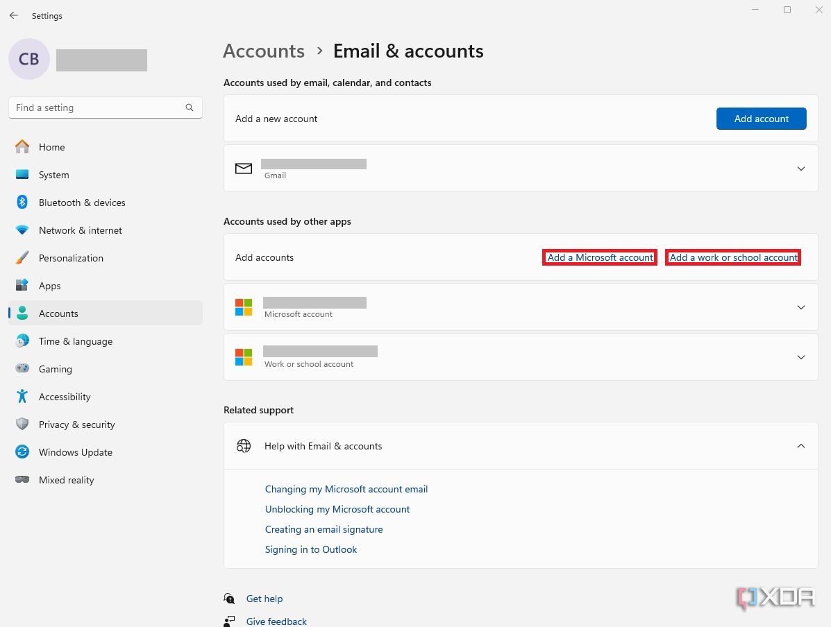 add secondary email address to Windows 11