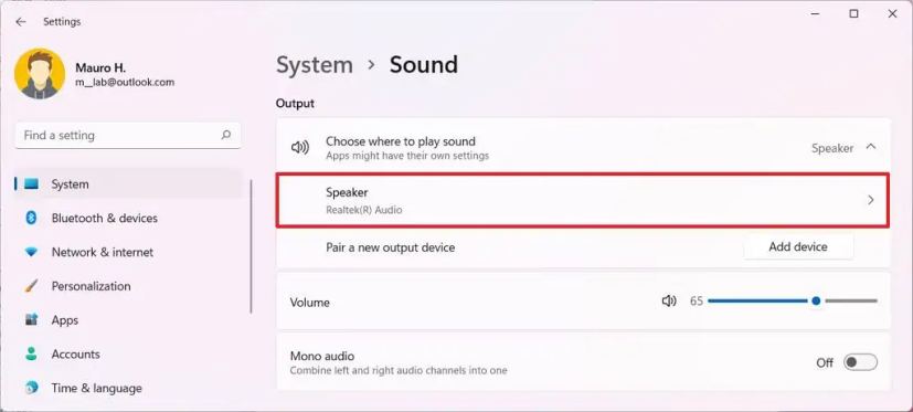 Set default Bluetooth speakers