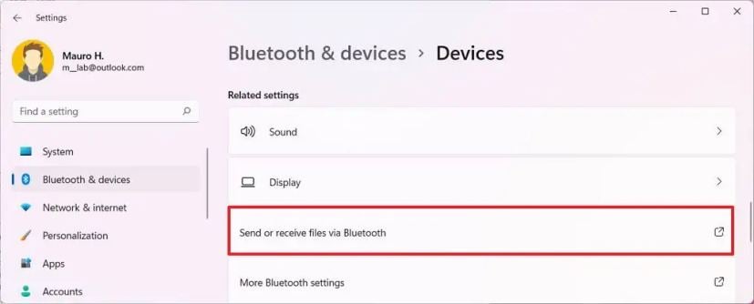 Send and receive files via Bluetooth
