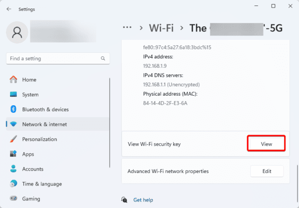 view option 600x417 - All Possible Ways to View WiFi Password in Windows 11