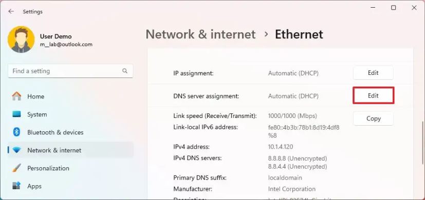 DNS server assignment