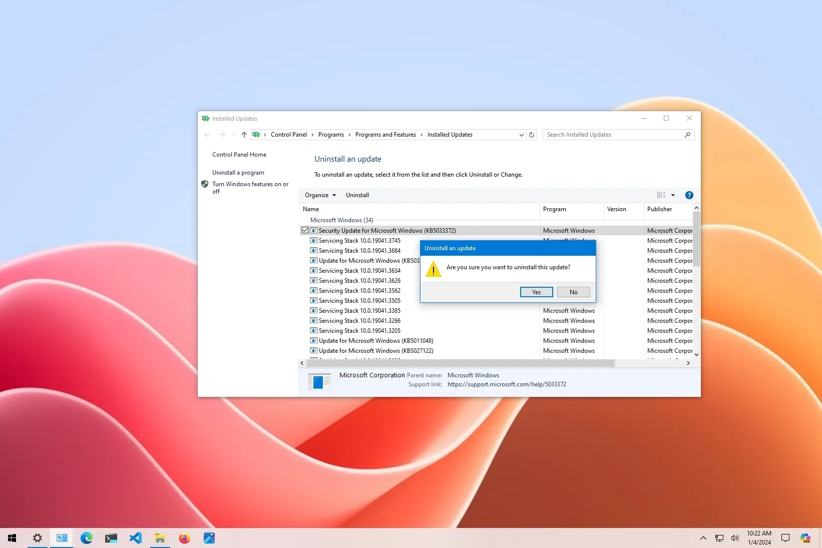 How to uninstall updates on Windows 10