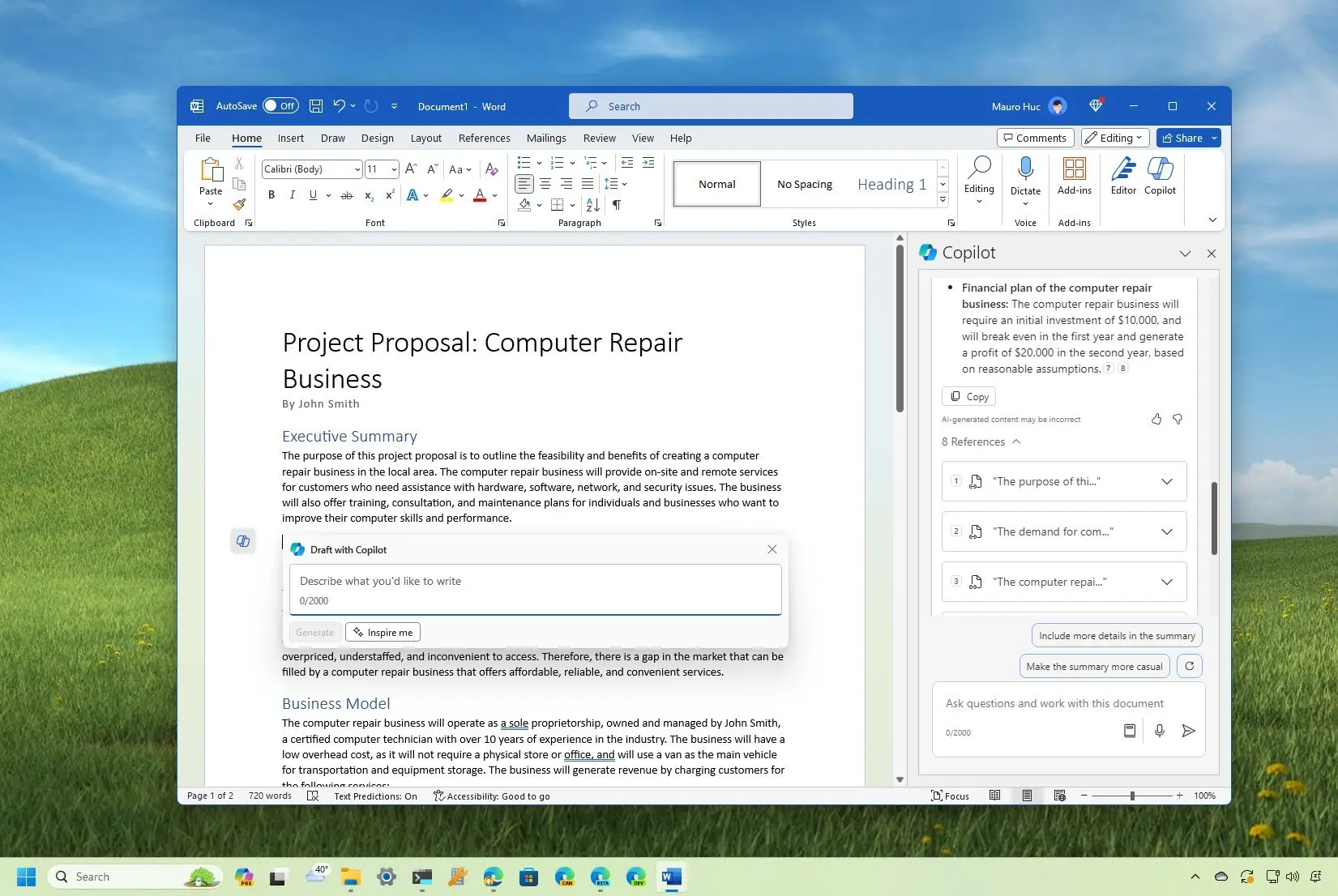 How to use Copilot in Word for Microsoft 365 on Windows 11