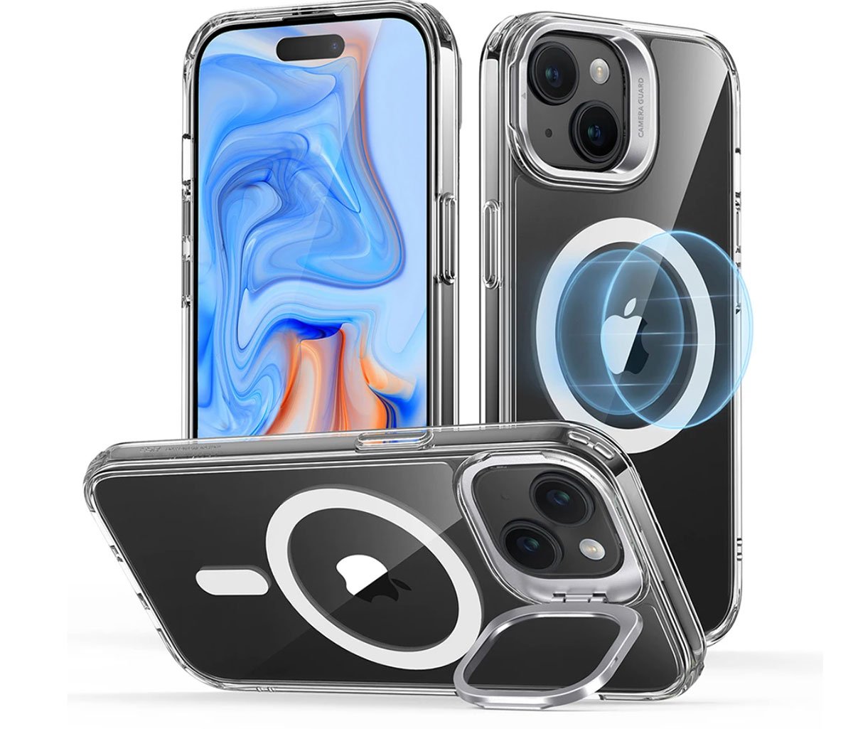 ESR iPhone 15 Classic Hybrid Case with Stash Stand – Best clear iPhone 15 case with stand