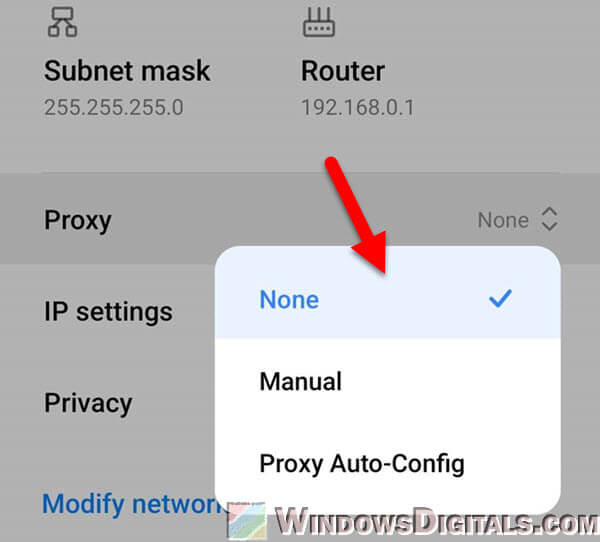 How to disable proxy on Android