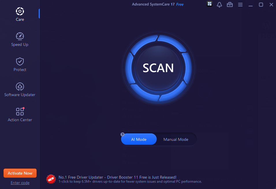 Advanced System Care Scan button